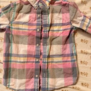 Janie and Jack Kids Plaid Button-Up Shirt in Pink, Gray & Blue